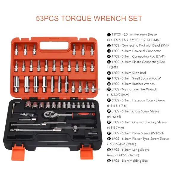 53-Piece 1/4-Inch Drive Ratchet Wrench & Socket Set