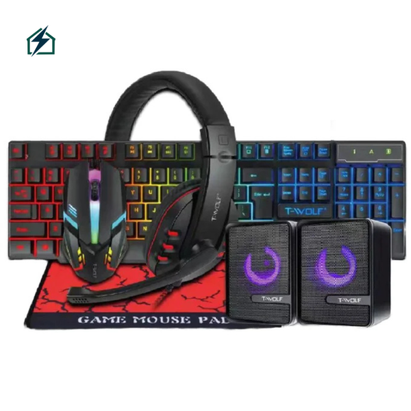 4-in-1 RGB Gaming Keyboard, Mouse & LED Headset Combo – Wired USB Interface for PC Gamers