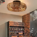 19″ Rattan Ceiling Fan Light – 6-Speed Remote Control & Stylish Cooling