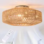 Ceiling Fan with Chandelier Light & Remote Ghana – Bladeless Woven Cage Ceiling Fan