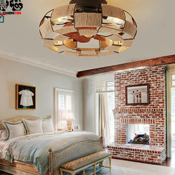 19″ Rattan Ceiling Fan Light – 6-Speed Remote Control & Stylish Cooling