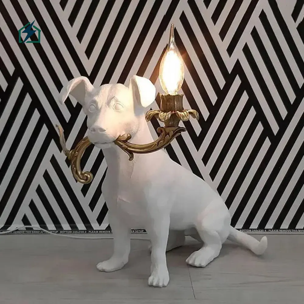 Dog Resin Statue Table Lamp Ghana – Luxury Decorative Bedside LED Lamp 800 Lumens Brightness