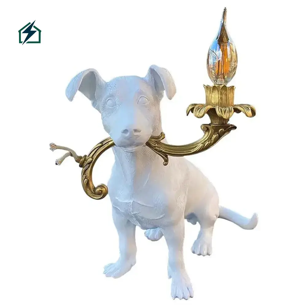 Dog Resin Statue Table Lamp Ghana – Luxury Decorative Bedside LED Lamp Soft Eye-Friendly Light