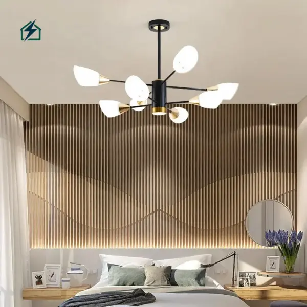 Luxury Modern Glass & Iron Chandelier Pendant Light – Elegant LED Ceiling Light for Living Room, Dining Room & Restaurant