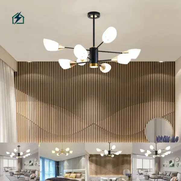 Luxury Modern Glass & Iron Chandelier Pendant Light – Elegant LED Ceiling Light for Living Room, Dining Room & Restaurant