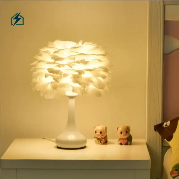 Feather Desk Lamp TD23/TD24 – Decorative USB Bedside Lamp for Bedrooms in Ghana