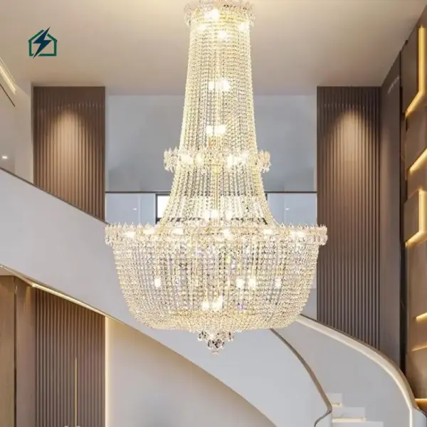 French Basket Empire Crystal Chandelier – Luxury LED Ceiling Light for Homes, Hotels & Event Venues in Ghana