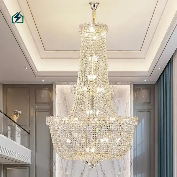 French Basket Empire Crystal Chandelier – Luxury LED Ceiling Light for Homes, Hotels & Event Venues in Ghana