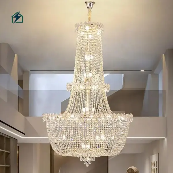French Basket Empire Crystal Chandelier – Luxury LED Ceiling Light for Homes, Hotels & Event Venues in Ghana