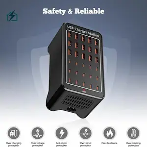 ilepo W-407 150W USB-C Charging Station – 30-Port Fast Charger Ghana PD Fast Charging