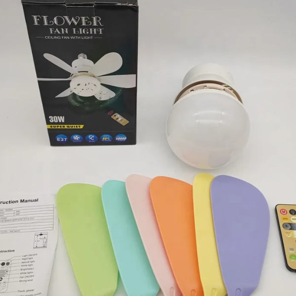 Socket Fan Light E27 with Remote – LED Ceiling Fan Bulb for Bedroom & Kitchen