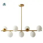 Modern Gold Multi-Head Milky White Glass Ball Chandelier Pendant Light for Living Room, Bedroom & Dining Room