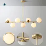 Modern Gold Multi-Head Milky White Glass Ball Chandelier Pendant Light for Living Room, Bedroom & Dining Room