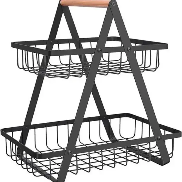 Modern Iron 3-Tier Hanging Fruit Basket Ghana – Space-Saving Kitchen Storage Rack