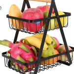 Modern Iron 3-Tier Hanging Fruit Basket – Space-Saving Kitchen Rack