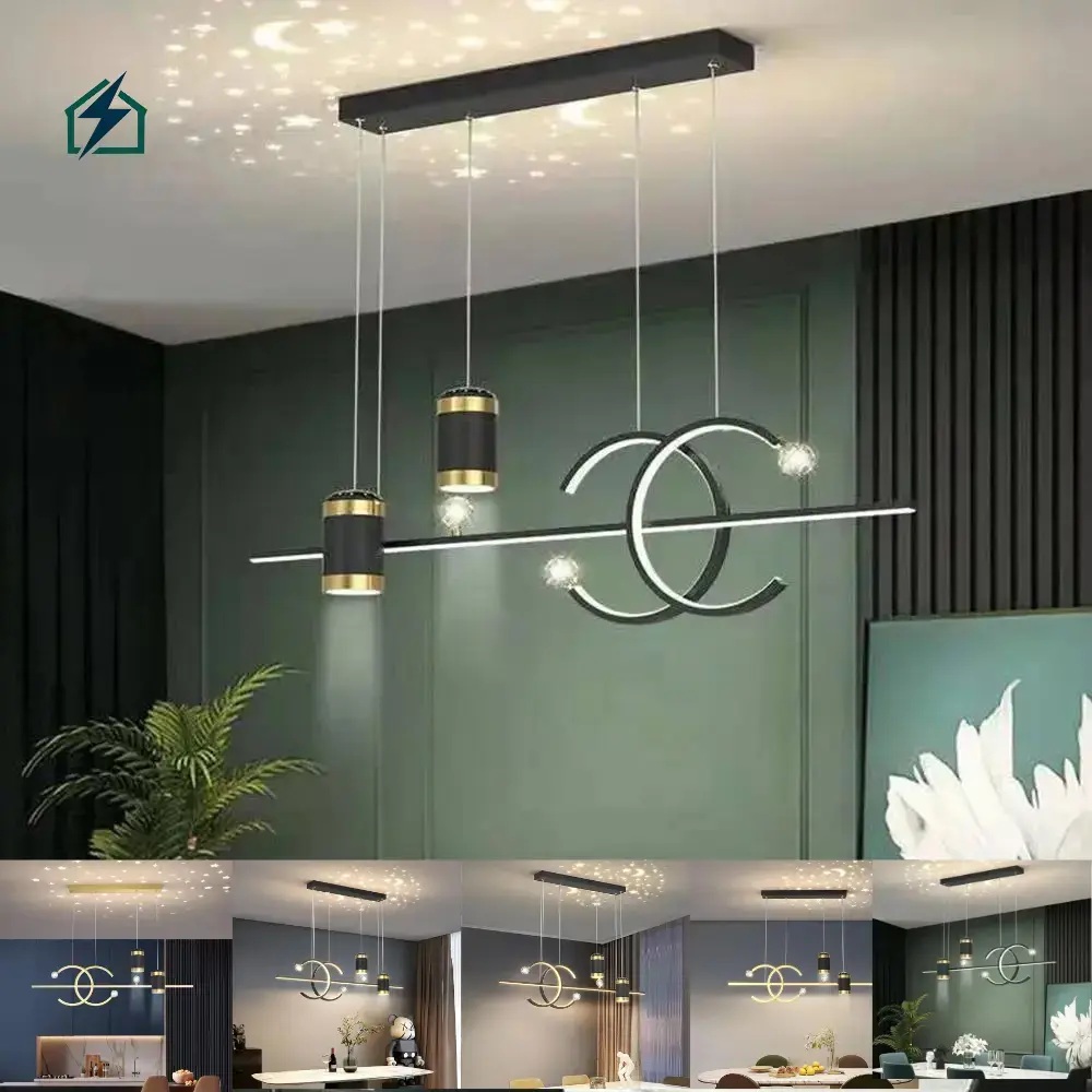 Modern Nordic Long Strip Pendant Light Ghana _ Luxury Dining Room LED Chandelier Adjustable Suspension Height