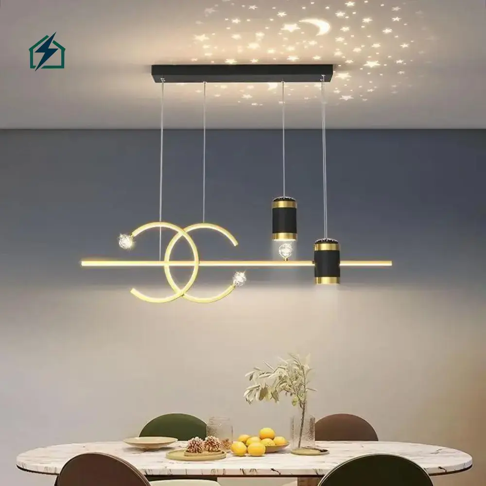 Modern Nordic Long Strip Pendant Light Ghana _ Luxury Dining Room LED Chandelier Elegant Minimalist Finish