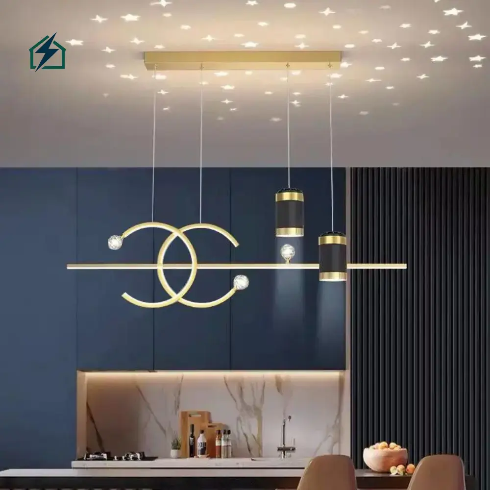 Modern Nordic Long Strip Pendant Light Ghana _ Luxury Dining Room LED Chandelier Long Strip Chandelier Style