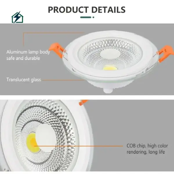 New Arrival Modern COB LED Glass Panel Downlight for Homes & Offices in Ghana