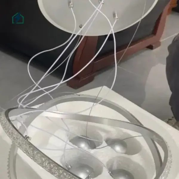 Nordic LED Ring Chandelier HQ9209 – Modern Crystal Ceiling Light for Homes & Hotels in Ghana