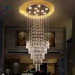 Nordic Long Crystal Staircase Chandelier – Luxury LED Ceiling Light for Duplex Homes & Hotels in Ghana
