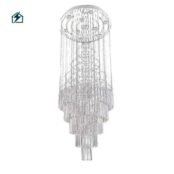 Nordic Long Crystal Staircase Chandelier – Luxury LED Ceiling Light for Duplex Homes & Hotels in Ghana