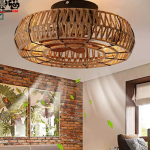 19″ Rattan Ceiling Fan Light – 6-Speed Remote Control & Stylish Cooling