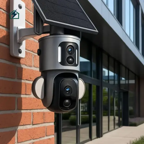 Solar Dual-Lens Outdoor Security Camera with Night Vision & Two-Way Audio – Wireless CCTV Camera for Homes & Businesses in Ghana