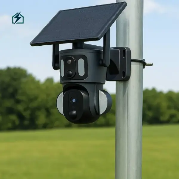 Solar Dual-Lens Outdoor Security Camera with Night Vision & Two-Way Audio – Wireless CCTV Camera for Homes & Businesses in Ghana