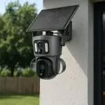 Solar Dual-Lens Outdoor Security Camera with Night Vision & Two-Way Audio – Wireless CCTV Camera for Homes & Businesses in Ghana