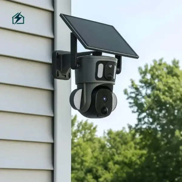 Solar Dual-Lens Outdoor Security Camera with Night Vision & Two-Way Audio – Wireless CCTV Camera for Homes & Businesses in Ghana