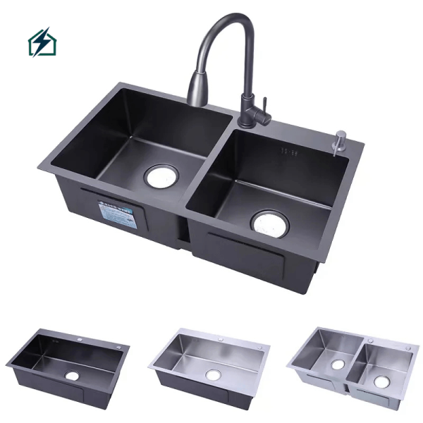 Black Double Bowl Kitchen Sink