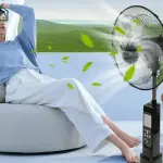 SUIMING Portable Solar Fan Light Kit – 16-Inch Rechargeable Fan, LED Lantern & 6000mAh Power Bank Ghana