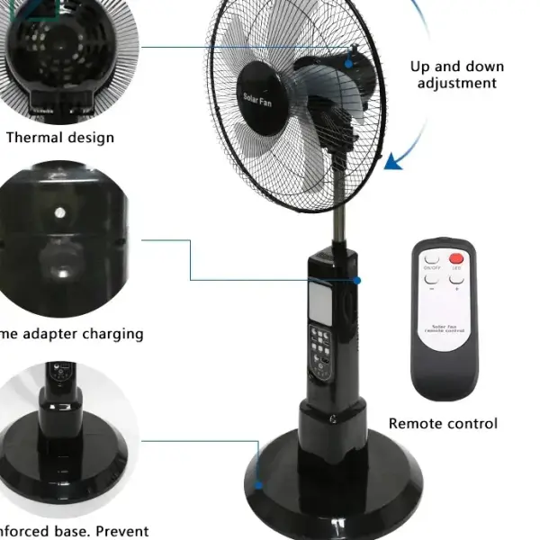 SUIMING Portable Solar Fan Light Kit – 16-Inch Rechargeable Fan, LED Lantern & 6000mAh Power Bank Ghana