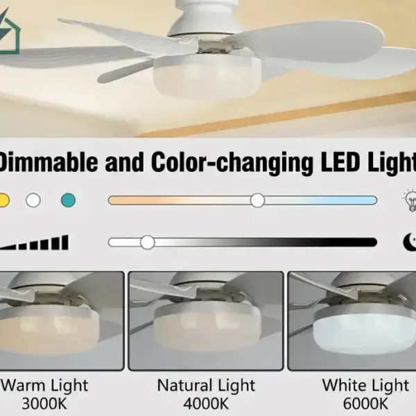 SUIMING Smart Remote E27 Screw Fan Light – 2-in-1 Ceiling Fan & Dimmable LED Light Ghana