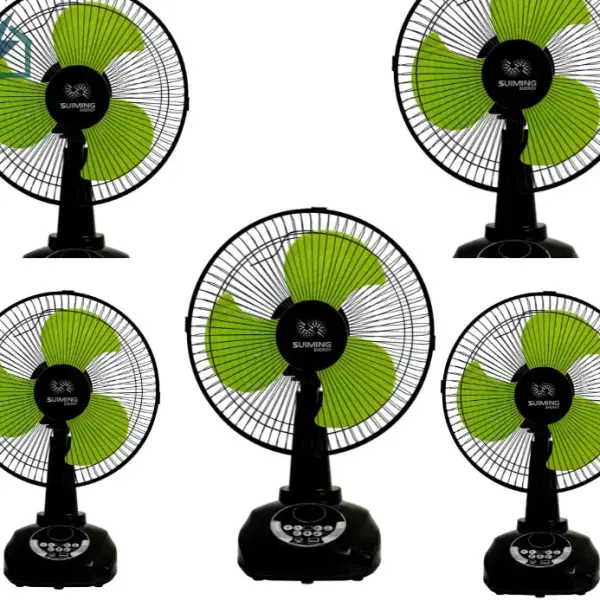 SUIMING Solar Rechargeable Table Fan – 12 Inch Fan with LED Light & USB Phone Charging Ghana