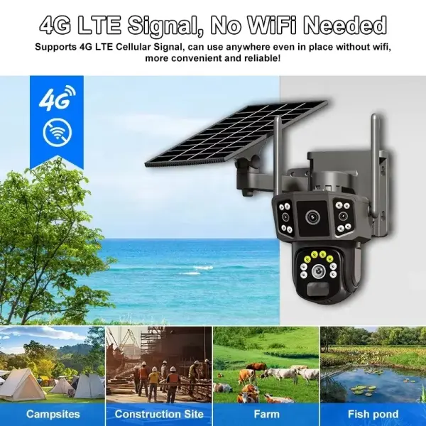 V380 Solar Bullet & Dome Hybrid Security Camera – Dual Lens WiFi PTZ Solar CCTV Camera for Homes & Businesses in Ghana